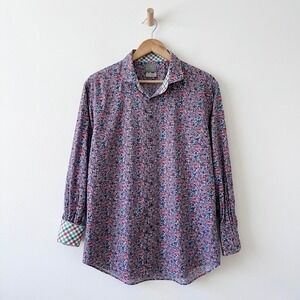 Thomas Dean Mens 2XLT Floral Cotton Shirtmaker's Cloth Button Down Tall Shirt